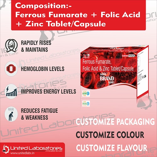 Ferrous Fumarate - 100 Mg + Folk Acid - 1.5 Mg + Zinc -61.8 Mg TabletsCapsules