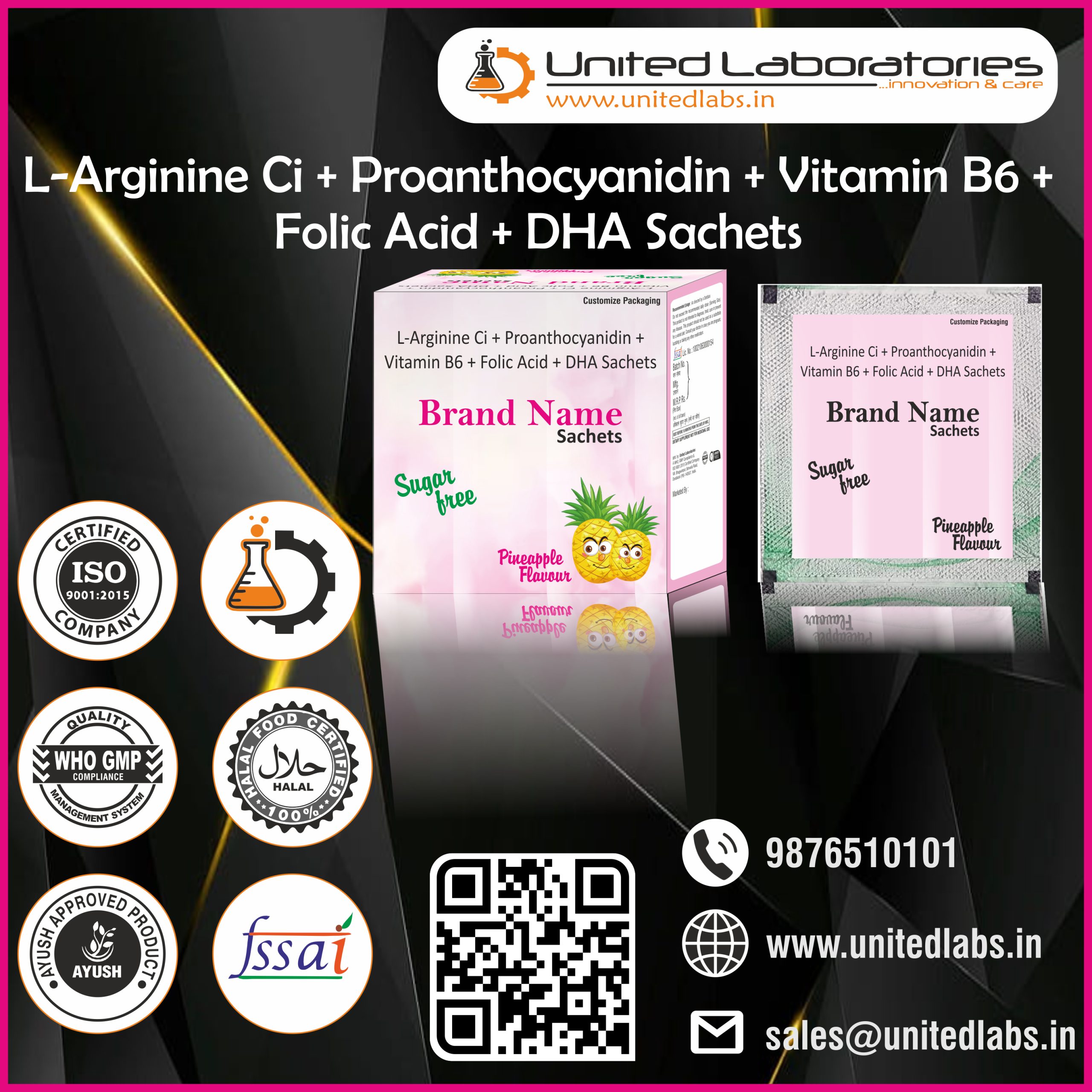 L-Argininc Ci + Proanthocyartidin + Vitamin B6 + Folic Acid + DHA Sachets
